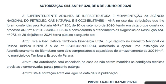 yytoTGl1-geo ANP autoriza empresa a instalar compressoses para armazenar biometano • JornalCana