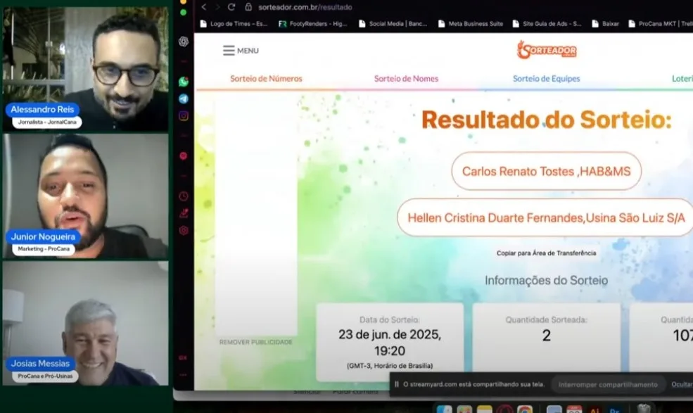 Transmissão online do primeiro sorteio da Pesquisa MasterCana Centro-Sul & Social 2025 Transmissão online do primeiro sorteio da Pesquisa MasterCana Centro-Sul & Social 2025