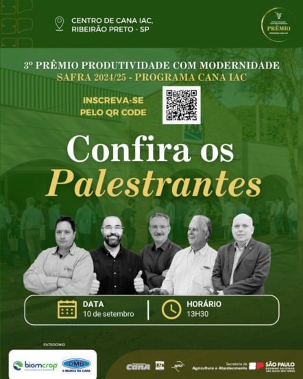 Falta pouco para conhecer os vencedores do 3º Prêmio Produtividade com Modernidade, do Programa Cana IAC