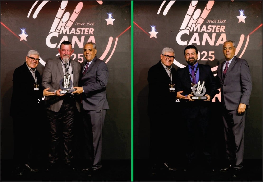 Jean Gerard Lesur e Gustavo Fregonez Baptista recebem os troféus da Bunge
