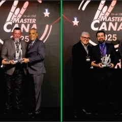 Jean Gerard Lesur e Gustavo Fregonez Baptista recebem os troféus da Bunge
