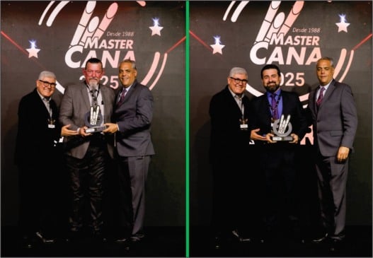 Jean Gerard Lesur e Gustavo Fregonez Baptista recebem os troféus da Bunge
